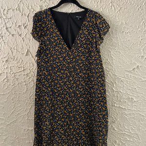 Madewell "ruffle dress in falling leaves"